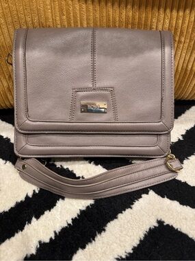 BCBGeneration Taupe Gray Crossbody with Gold Plate